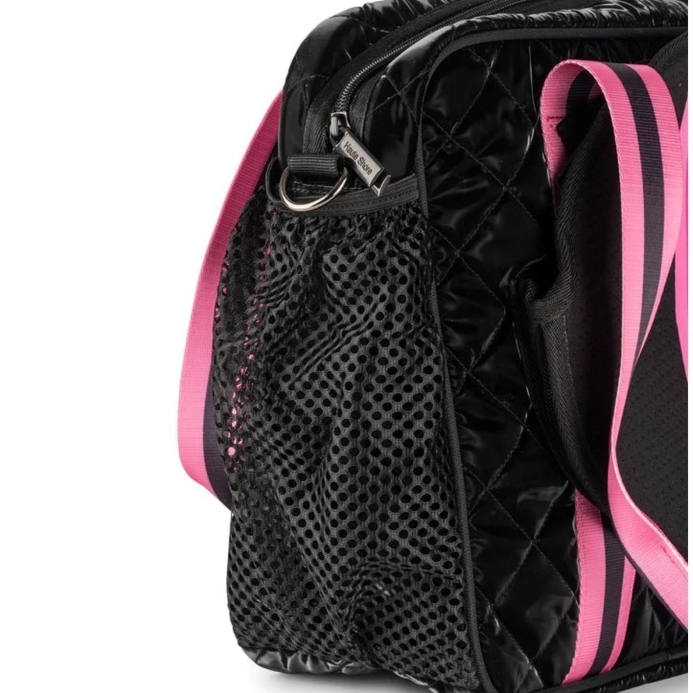 Haute Shore Couture Quilted Pickle Ball Tote Bag Black/Pink 2 Regular Racquets - Picture 8 of 10